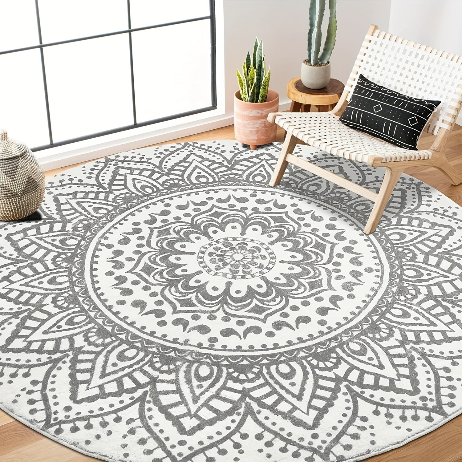 Rond Bohemian Vloerkleed - Zacht, Antislip & Wasbaar Tapijt voor Woonkamer, Slaapkamer & Decoratie