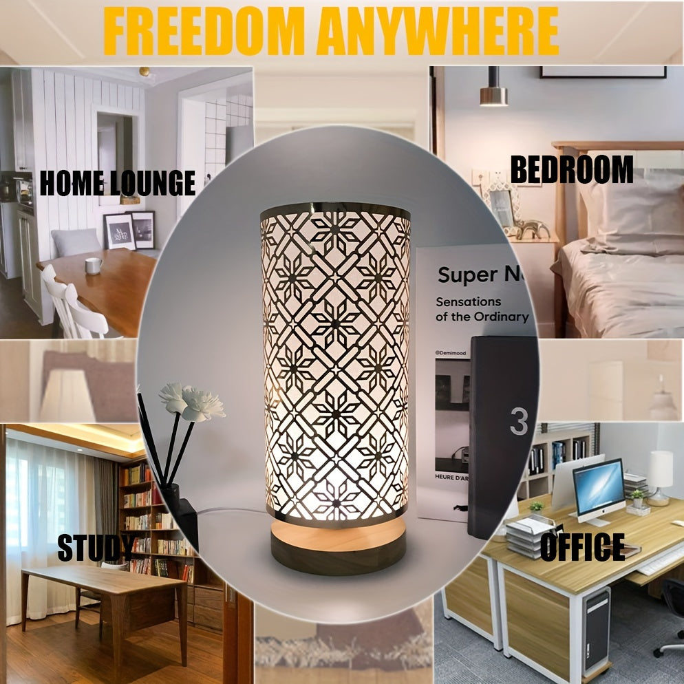 LumiPattern - Moderne USB-aangedreven Tafellamp, Instelbare Helderheid, Metalen Frame en Geplasticificeerd Scherm