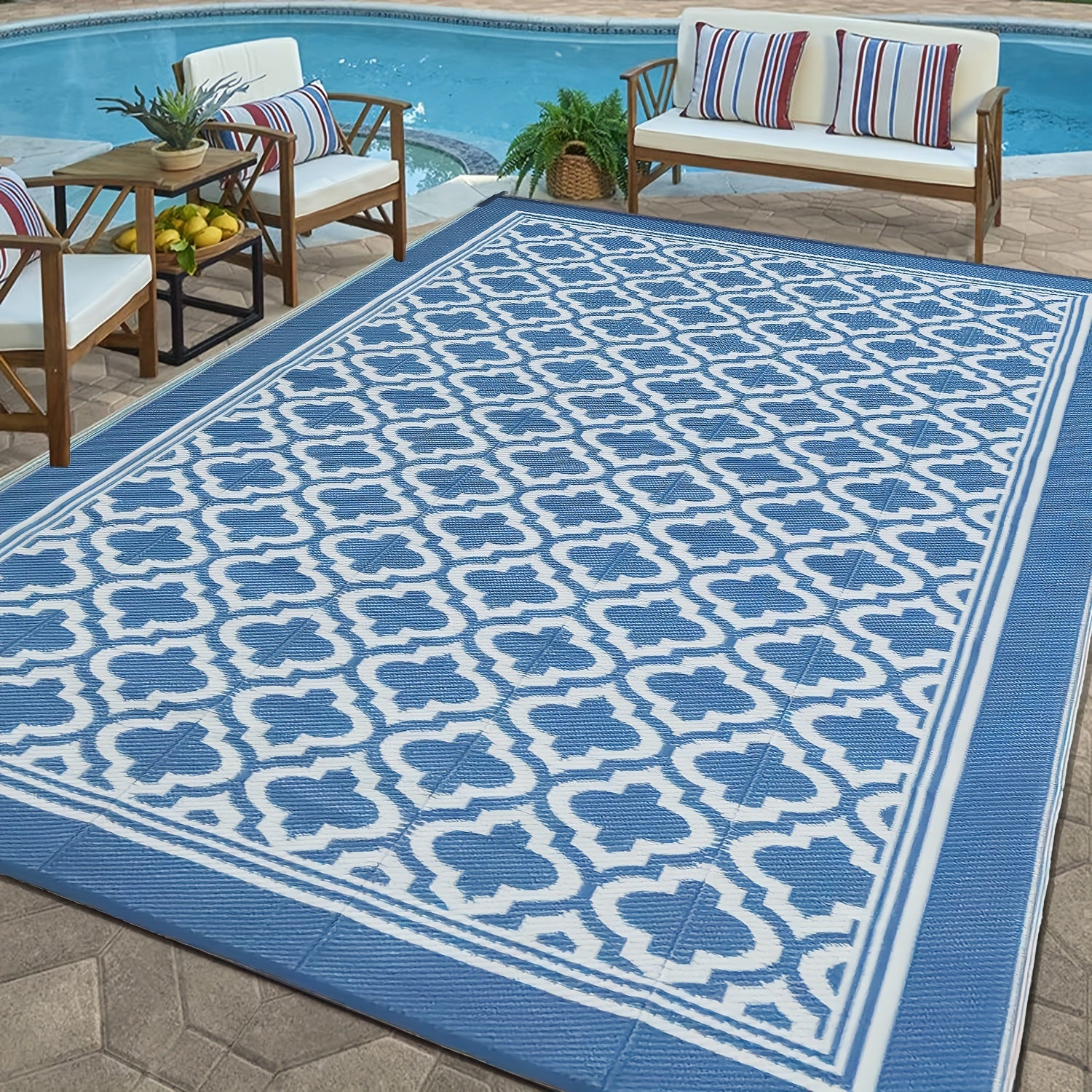 Buiten Tapijt - Antislip Waterdicht Polypropyleen Mat, 6'X9', Machine Wasbaar, Geschikt voor Patio, RV, Camping, Boho Balkon en Picknick