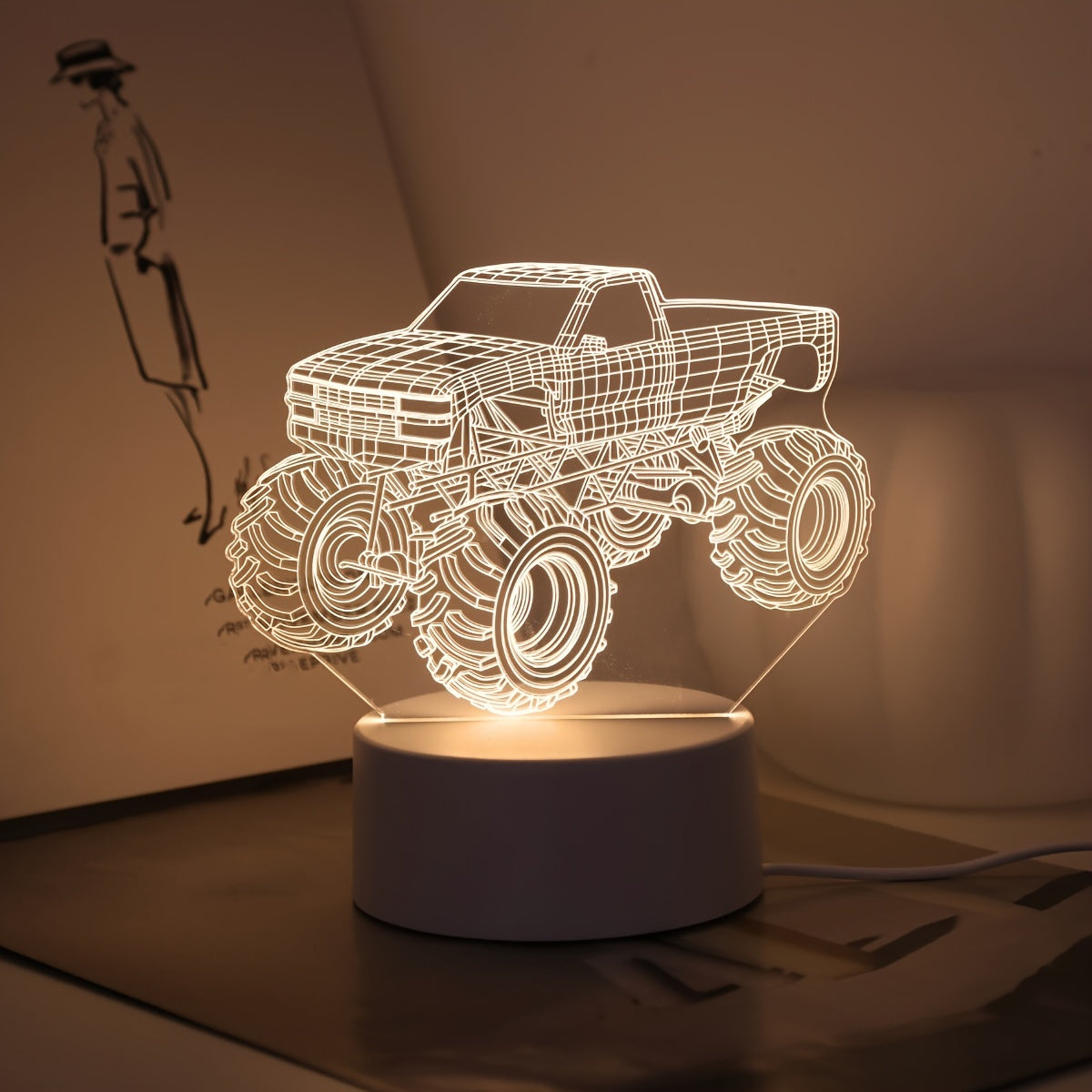 TruckLicht - Moderne 3D Monster Truck LED Nachtlamp