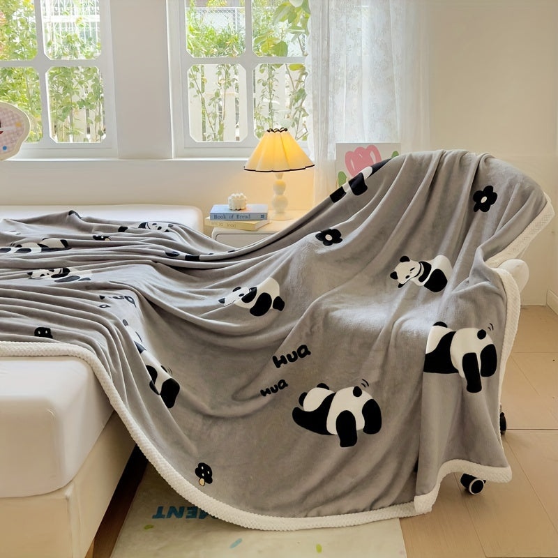 Panda Print Flanellen Fleece Deken - Zacht, Versterkt en All-Season - Traditionele Stijl, Machinewasbaar