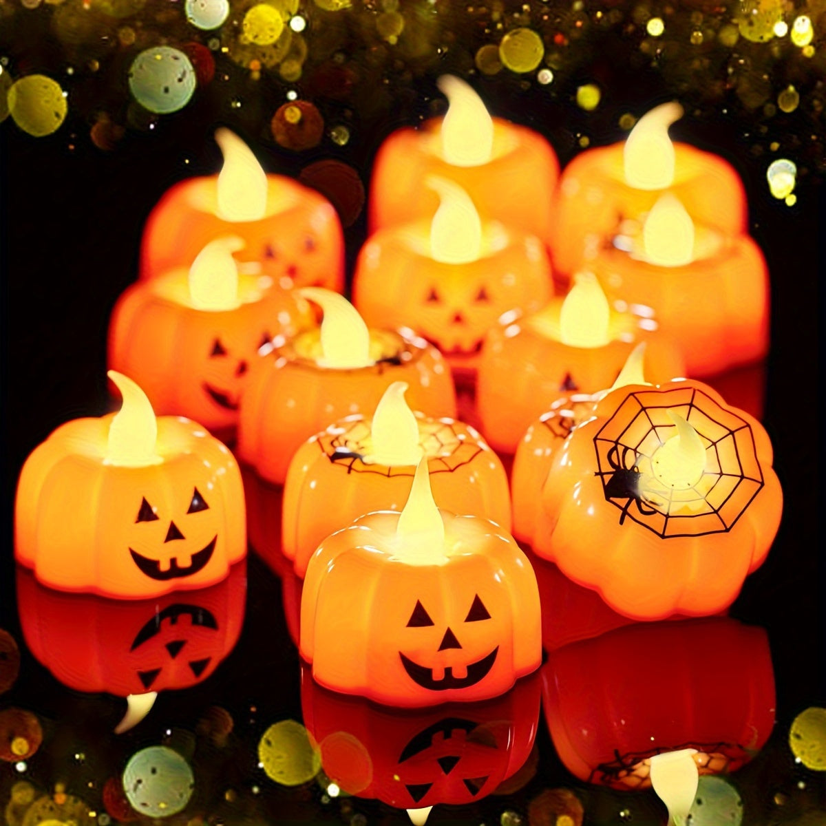 LED Halloween Pompoenkaarsen – 2 stuks, 9.14cm Jack-o'-Lantern Design, Met Batterijen