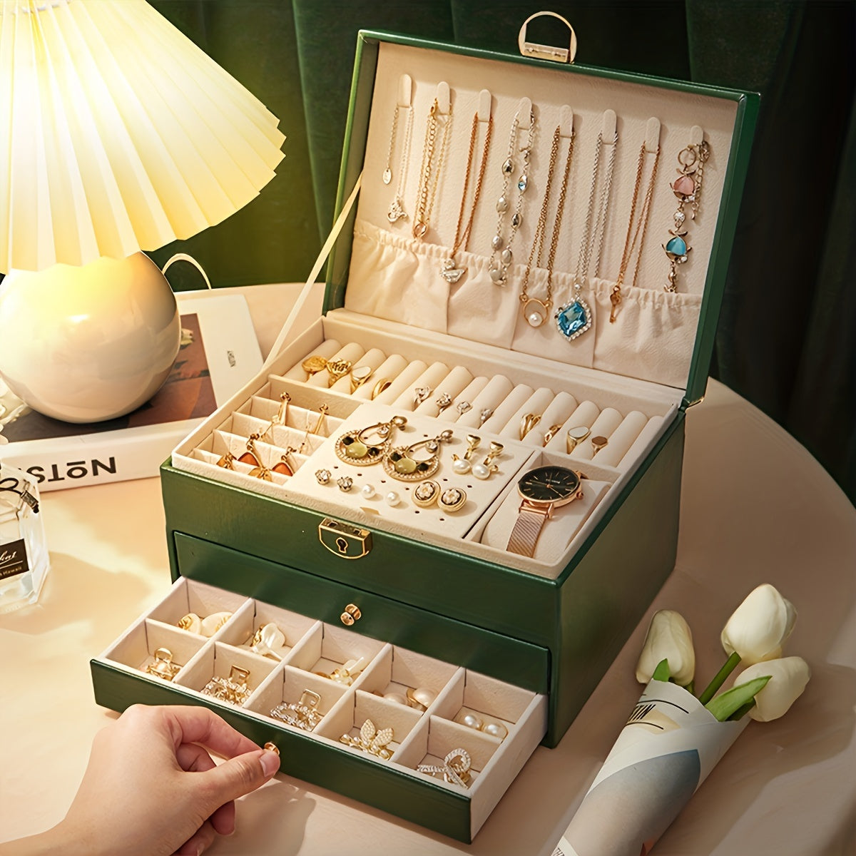 Sieraden Organizer Box – Luxe Opbergdoos voor Kettingen, Ringen en Armbanden