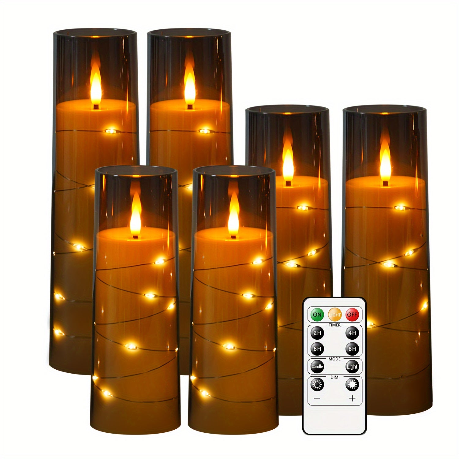 Flameless LED Kaarsen met Afstandsbediening en Timer - Set van 3/6/8/12 Stuks (Grijs)