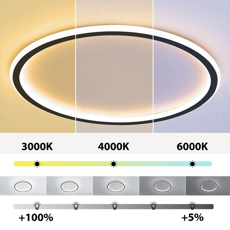 LunaNova - Moderne Ronde LED Plafondlamp Metaal/Acryl