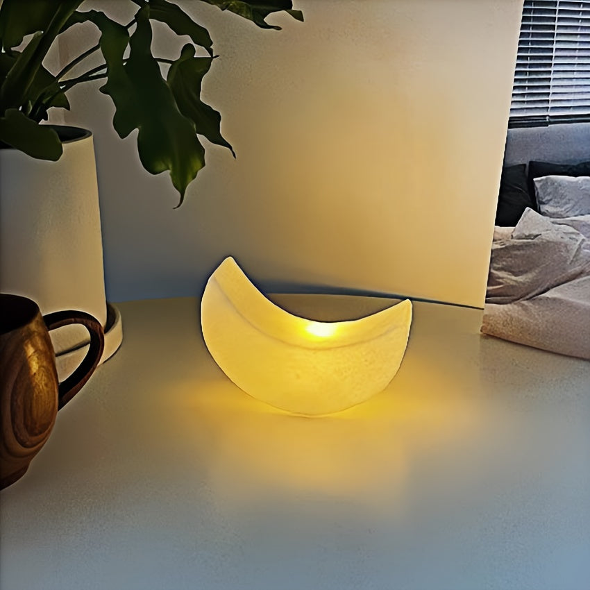 MoonGlow - Art Deco Crescent Moon Nachtlamp, Batterijgevoed met Schakelaar