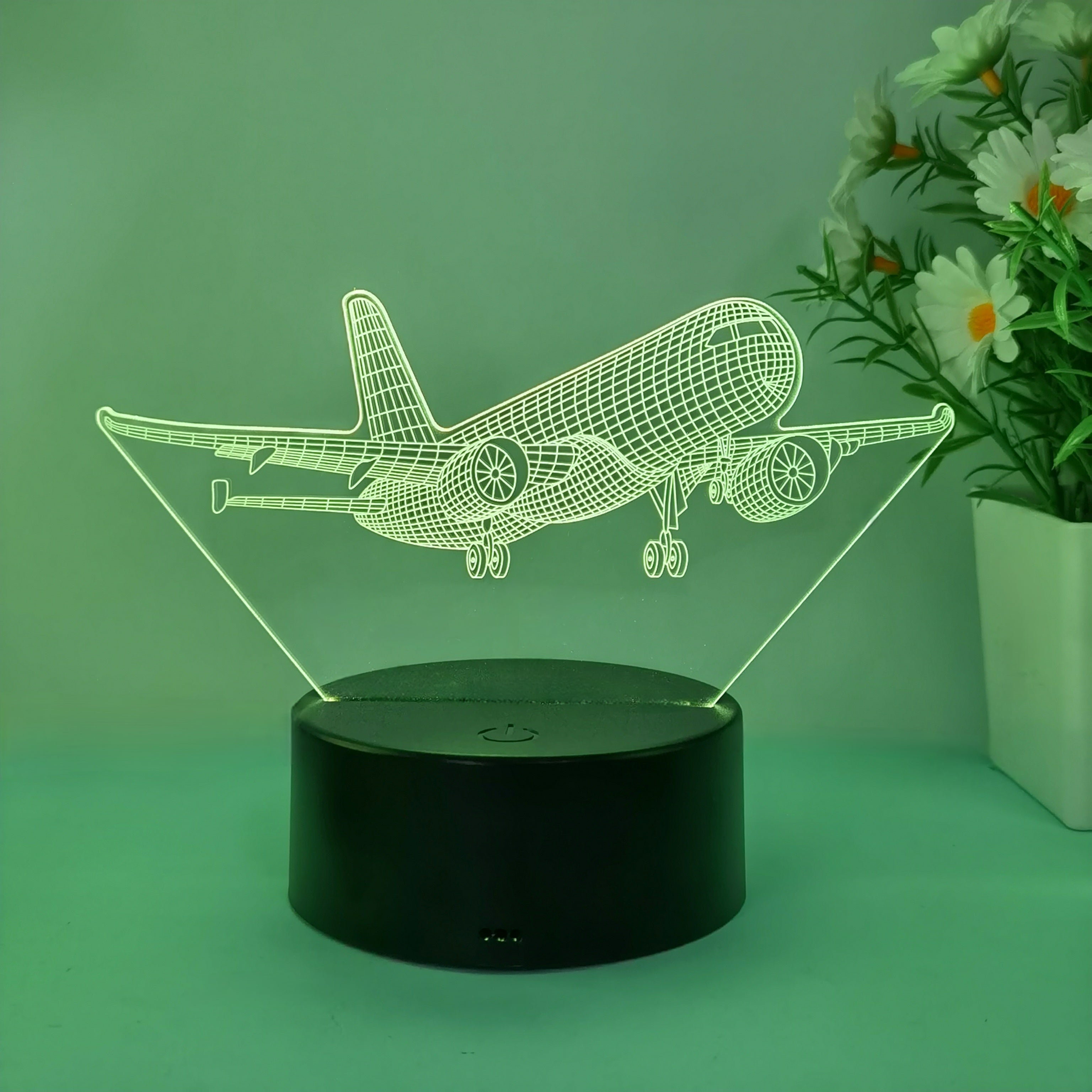 SkyGlow - 3D Vliegtuig Acryl Nachtlampje met USB, LED Tafellamp