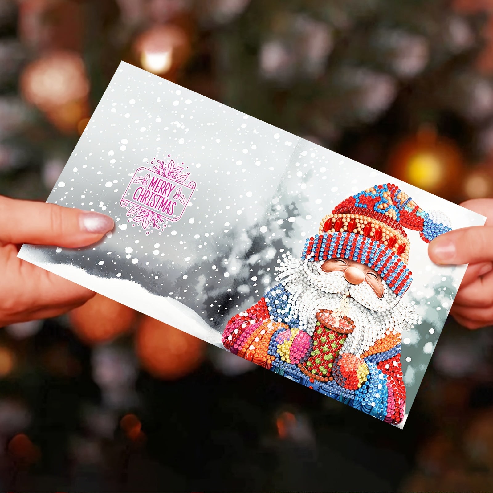 12pcs DIY 5D Diamond Painting Christmas Greeting Cards with Envelopes - Handgemaakt, Exquisite Cartoon Santa Ontwerpen voor Familie en Vrienden