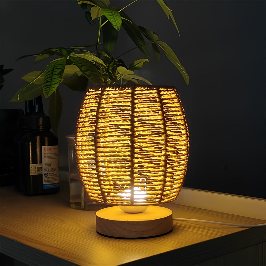 EcoLoom - Handgemaakte Houten Tafellamp met Warme LED Gloed