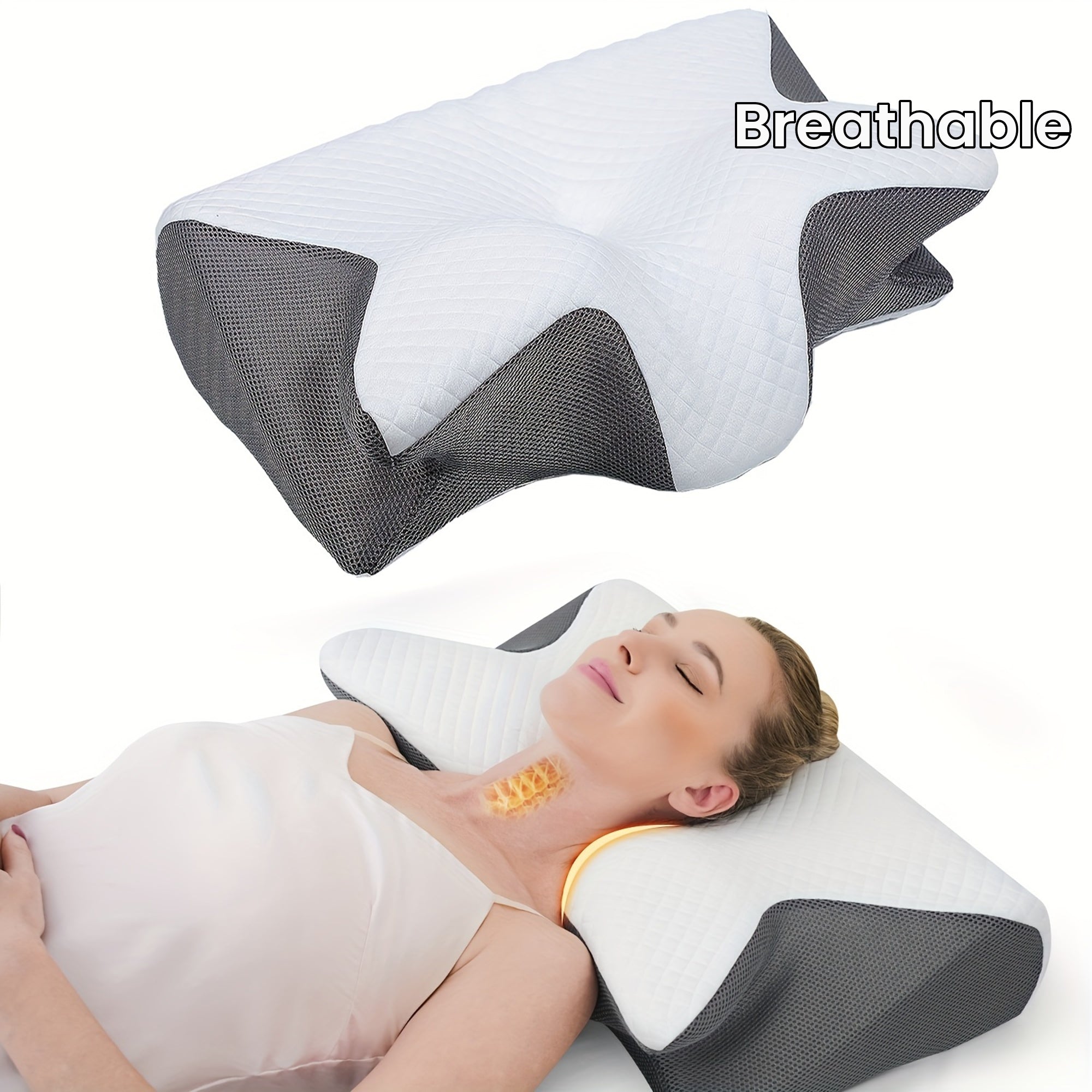 Memory Foam Cervicale Kussen - 2-in-1 Ergonomisch Contourkussen Voor Zij-, Rug- en Buikslapers