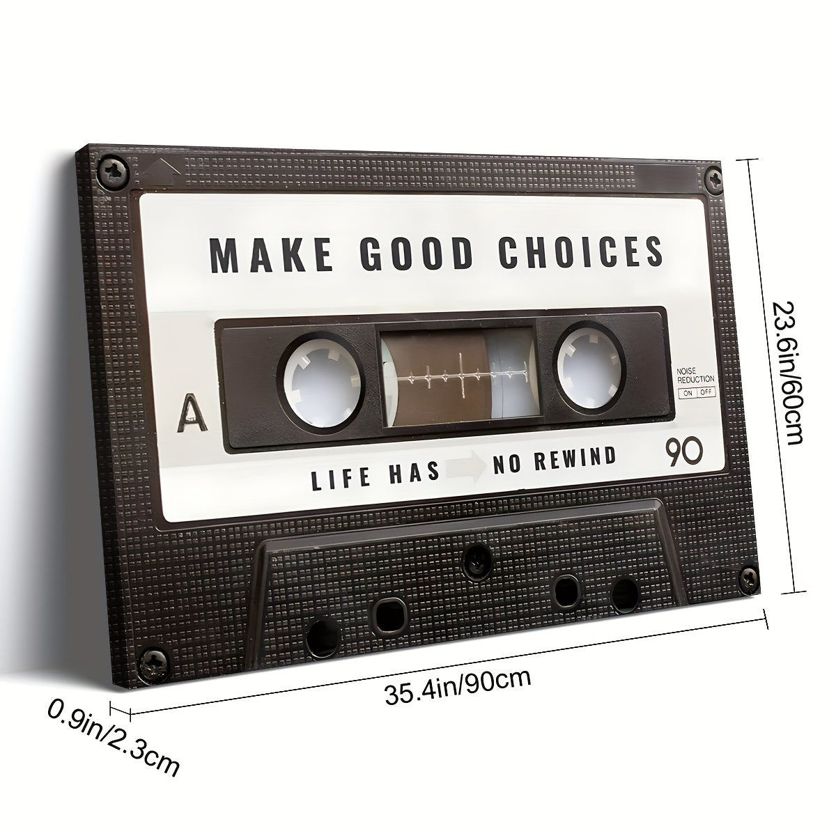 Extra Grote Retro Cassette Tape Canvas - Inspirerende Quote, Klaar om op te Hangen, Perfect voor Woonkamer & Kantoor