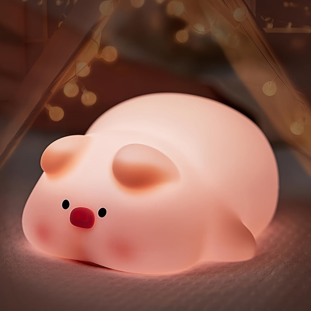 PiggyGlow - Schattig Siliconen Nachtlampje, USB Oplaadbaar, Perfect Cadeau