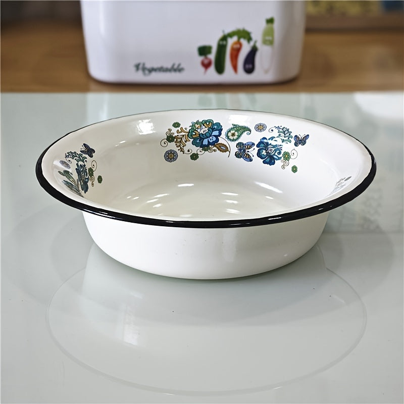 FlowerEnamel - 3-delige Set Vintage Bloemen Emaille Kommen voor Keuken & Eetkamer