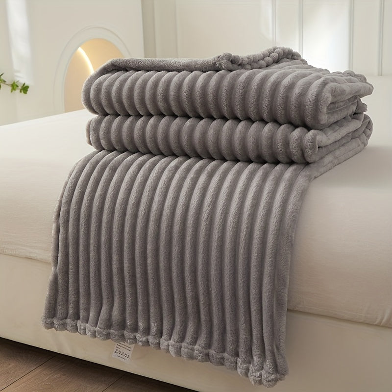 Thickened Striped Plush Deken - Zachte en Huidvriendelijke Sofa Deken, Multi-functionele Nap Deken