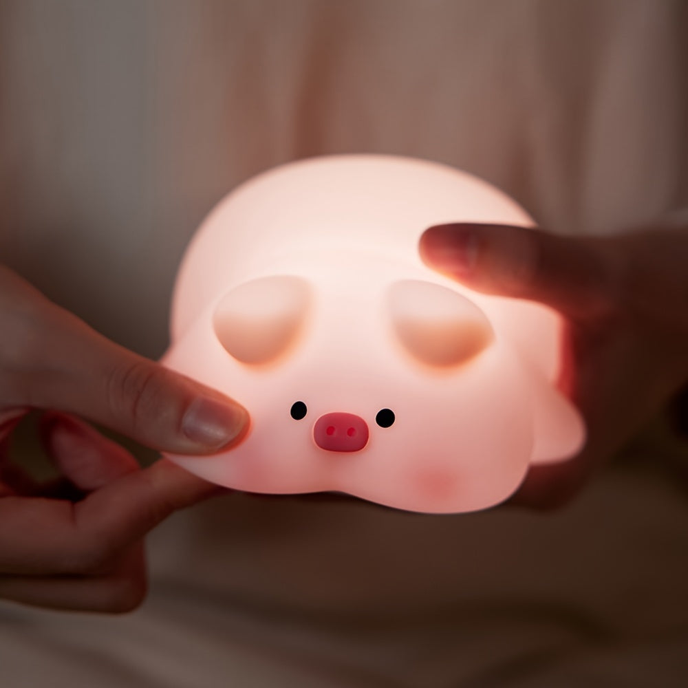 PiggyGlow - Schattig Siliconen Nachtlampje, USB Oplaadbaar, Perfect Cadeau