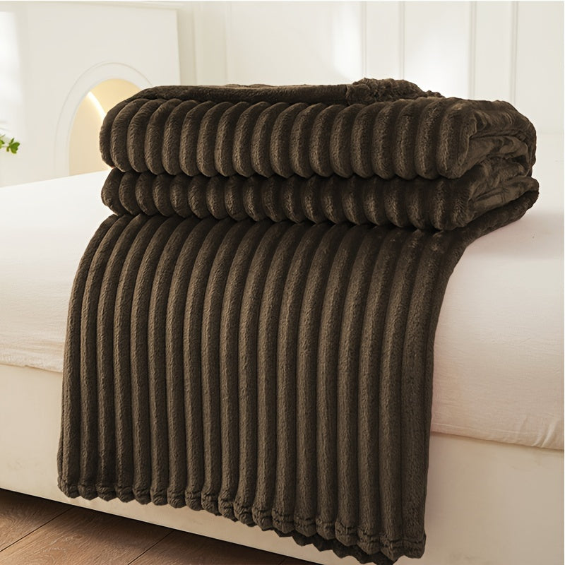 Thickened Striped Plush Deken - Zachte en Huidvriendelijke Sofa Deken, Multi-functionele Nap Deken