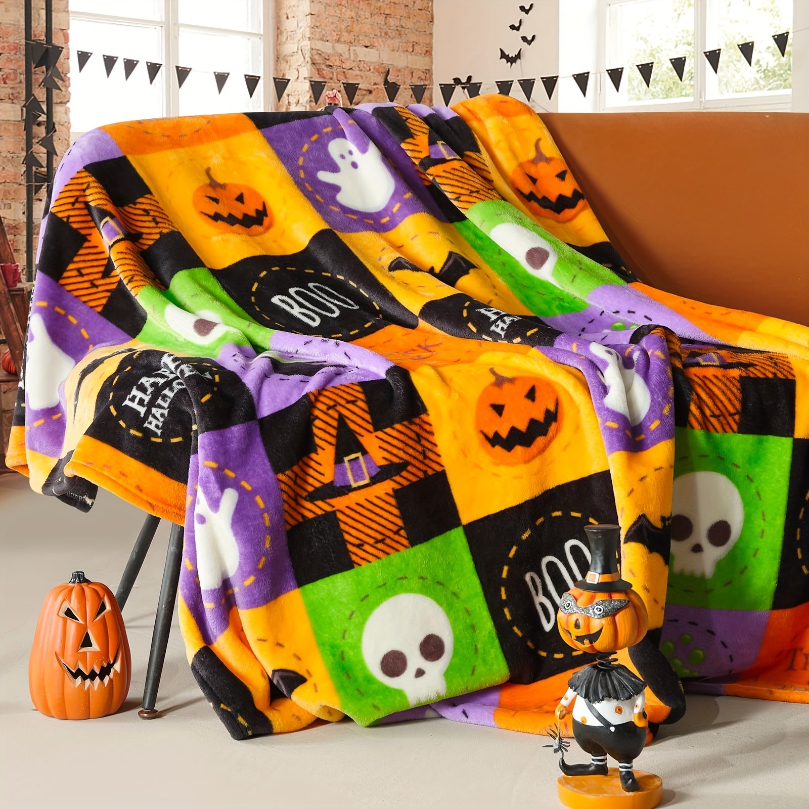 Halloween Fleece Plaid Deken - Zacht en Luxe Flanellen Deken voor Bank of Bed