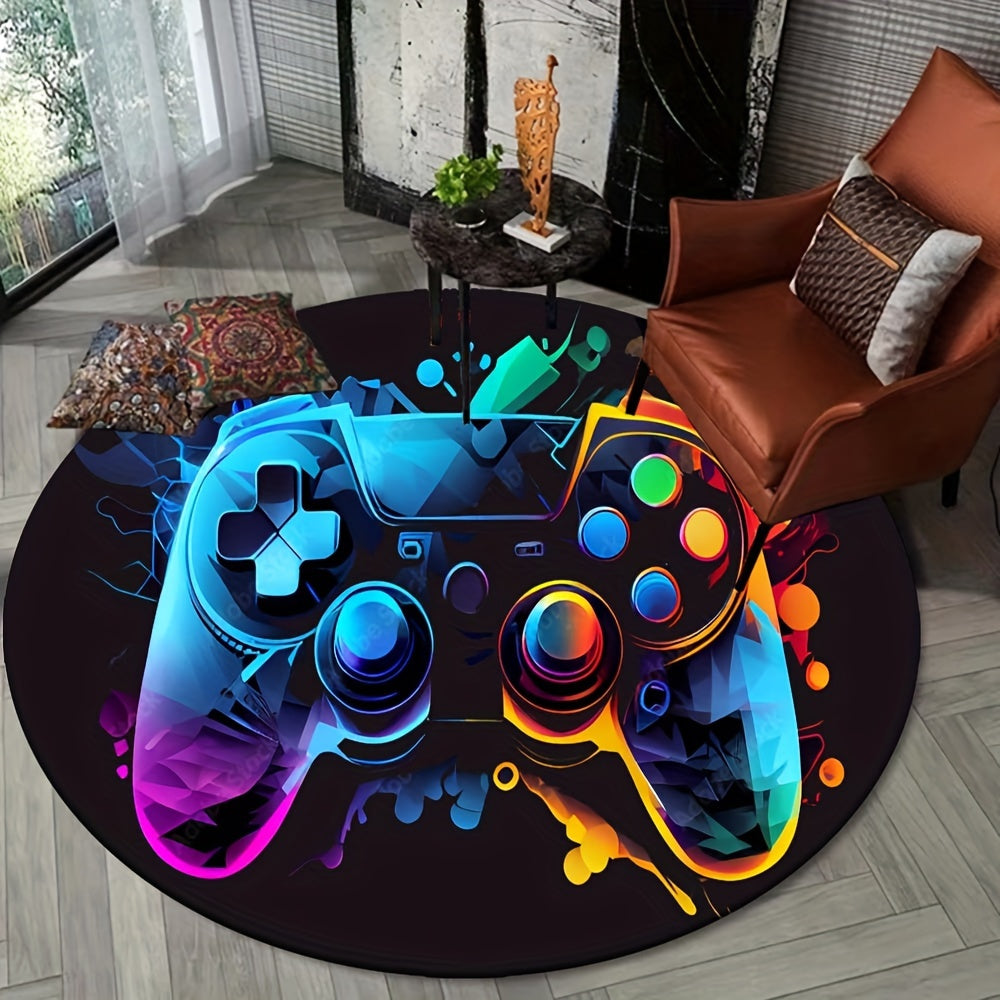 Gamepad Ontwerp Ronde Vloerkleed - Lichtgewicht, Antislip en Wasbaar, Geschikt voor Woonkamer, Slaapkamer en Keuken