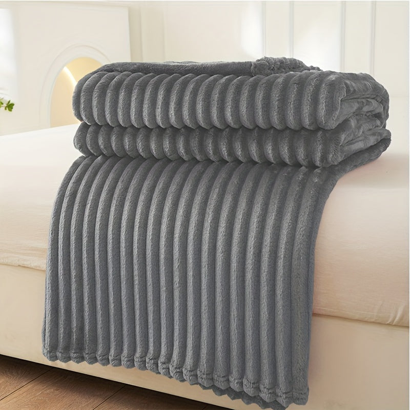 Thickened Striped Plush Deken - Zachte en Huidvriendelijke Sofa Deken, Multi-functionele Nap Deken