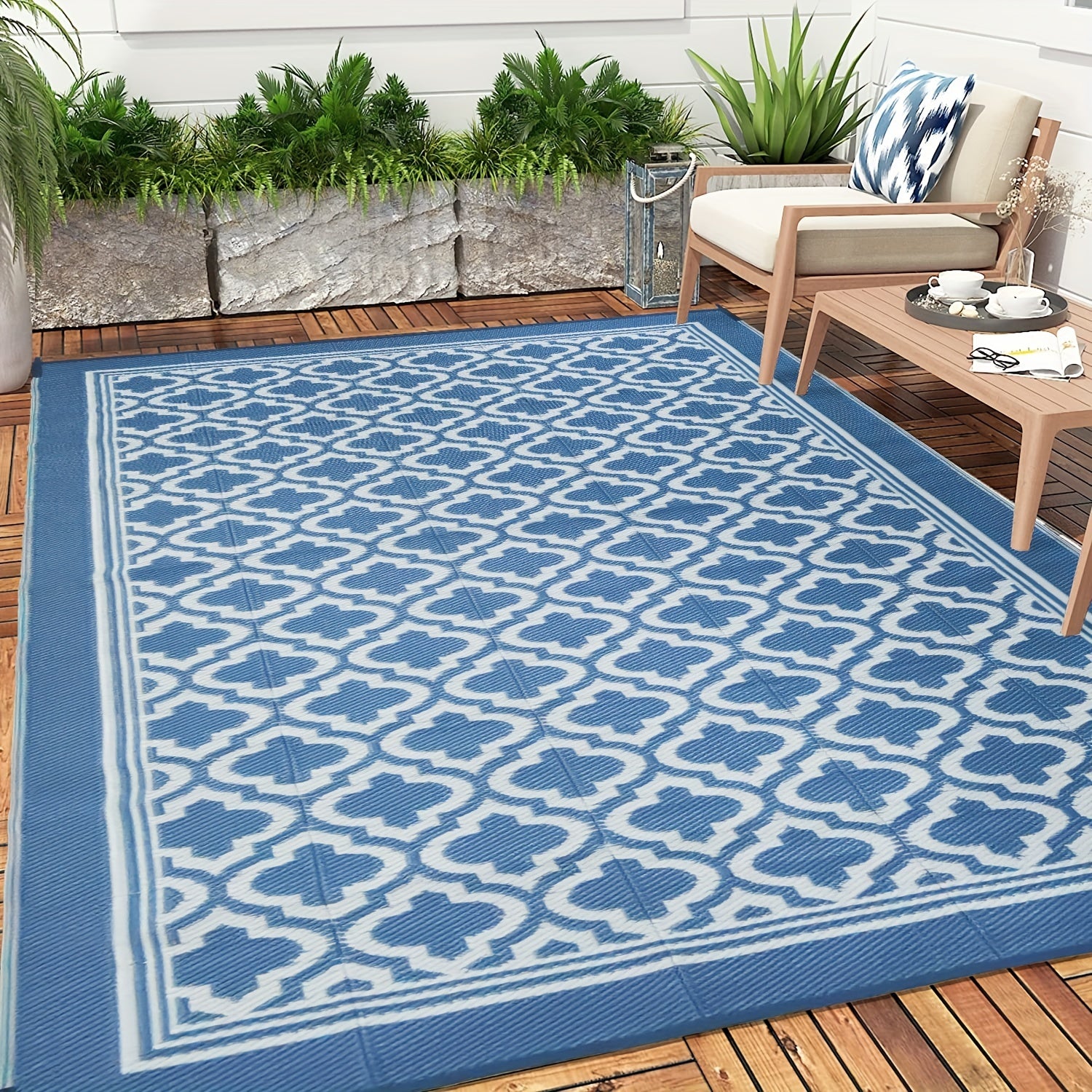 Buiten Tapijt - Antislip Waterdicht Polypropyleen Mat, 6'X9', Machine Wasbaar, Geschikt voor Patio, RV, Camping, Boho Balkon en Picknick