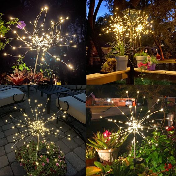 4 Stuks Buiten Solar Tuin Vuurwerk Lampen