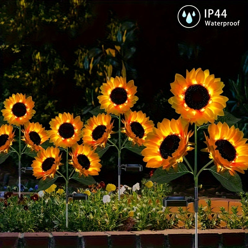 SolarBloom - Zonnebloem LED Tuinverlichting met 3 Koppen, Waterdicht