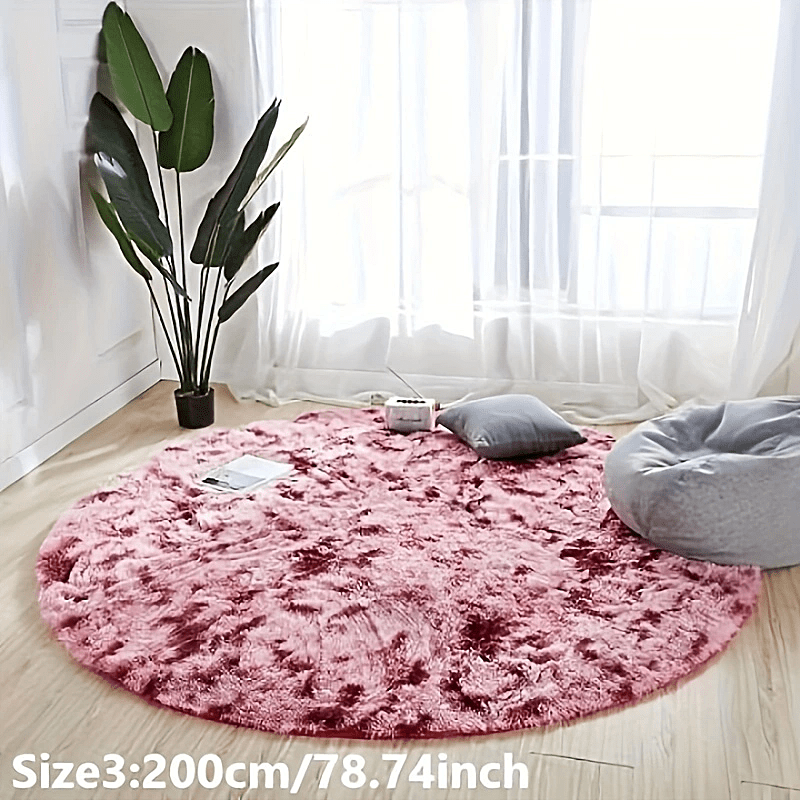 1pc Tie-dye Pluchen Ronde Vloerkleed - Zachte en Warme Decoratieve Mat voor Woonkamer, Slaapkamer en Yoga