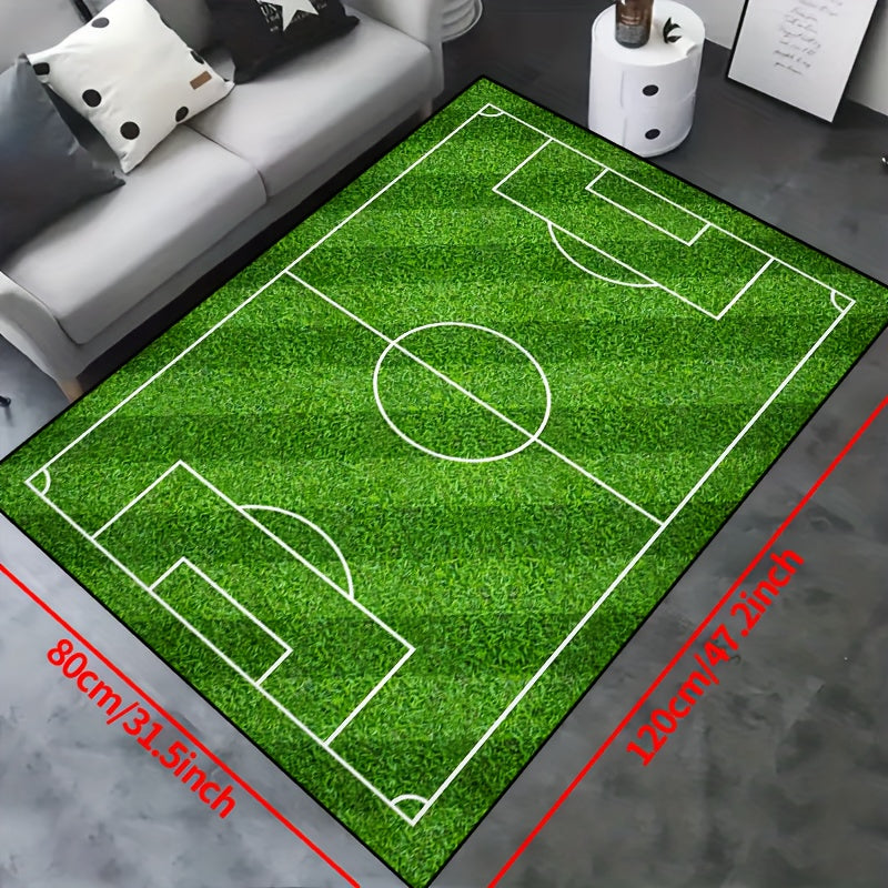 Voetbalveld Patroon Vloerkleed - Antislip Wasbare Lounge Mat Voor Woonkamer, Slaapkamer, Tuin of Gaming Kamer