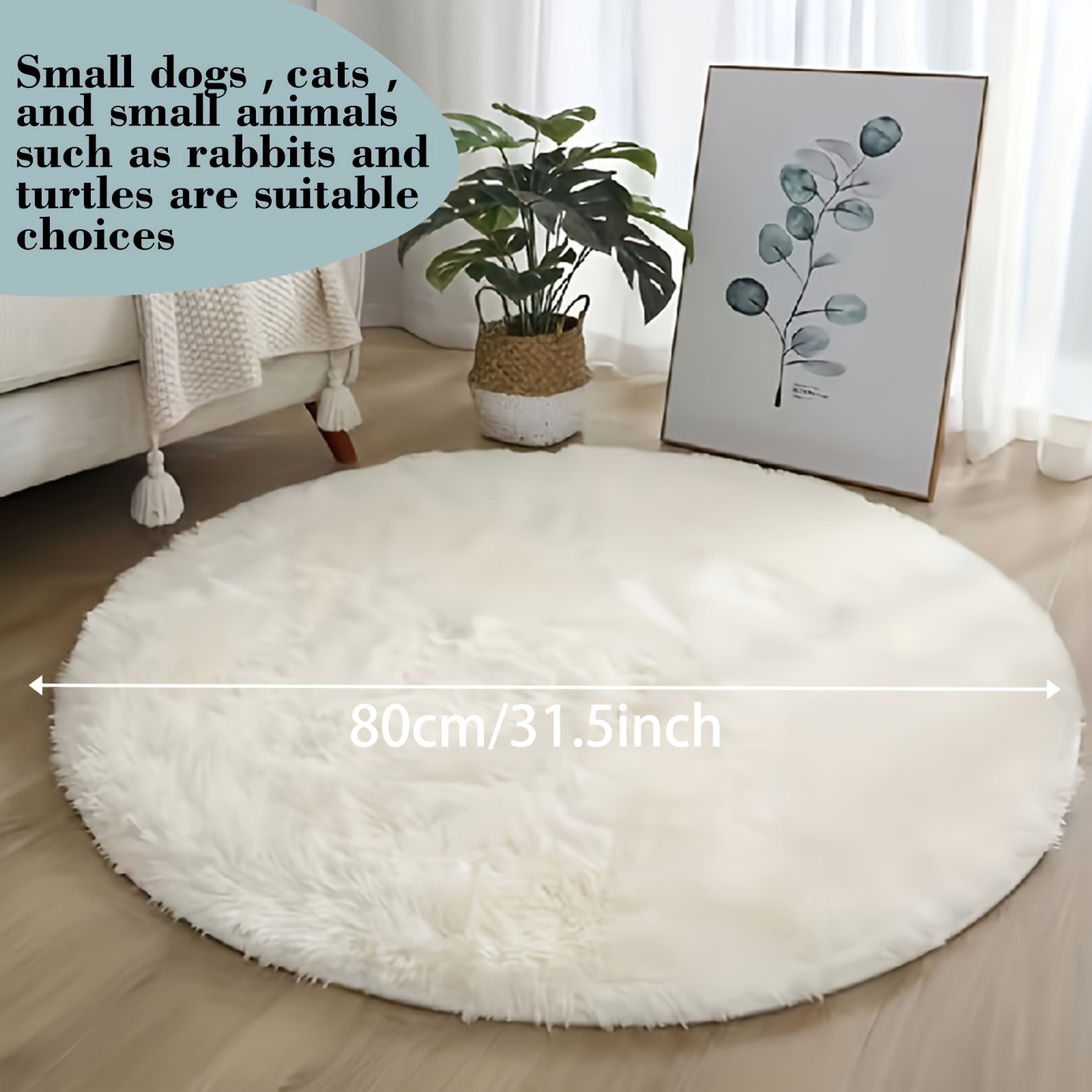 Ultrazacht Pluche Huisdier Tapijt – Ronde Antislip Fluffy Vloermat, Waterdicht en Comfortabel voor Woonkamer en Slaapkamer