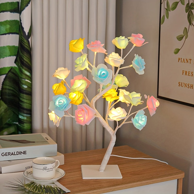 RozenLicht - LED Bloemen Tafellamp met USB, Sfeerverlichting