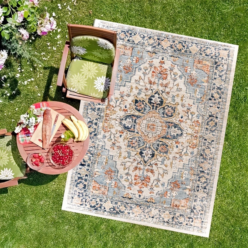 Vintage Bohemian Buiten Vloerkleed - 850g/0.8cm Dik, Waterbestendig, Antislip Wasbaar Tapijt voor Terras, Patio, Veranda, Machinewasbaar