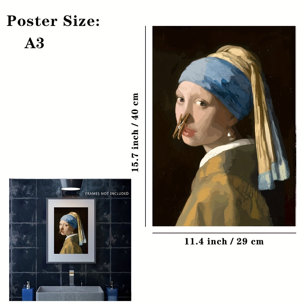 1pc Grote Maat, Grappige Badkamer Wandposter - Waterproof, Geen Frames Inclusief, 15.7"x11.4" (40x29cm)