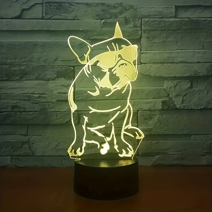 DecoBulldog - 3D Franse Bulldog Nachtlampje met 16 Kleuren