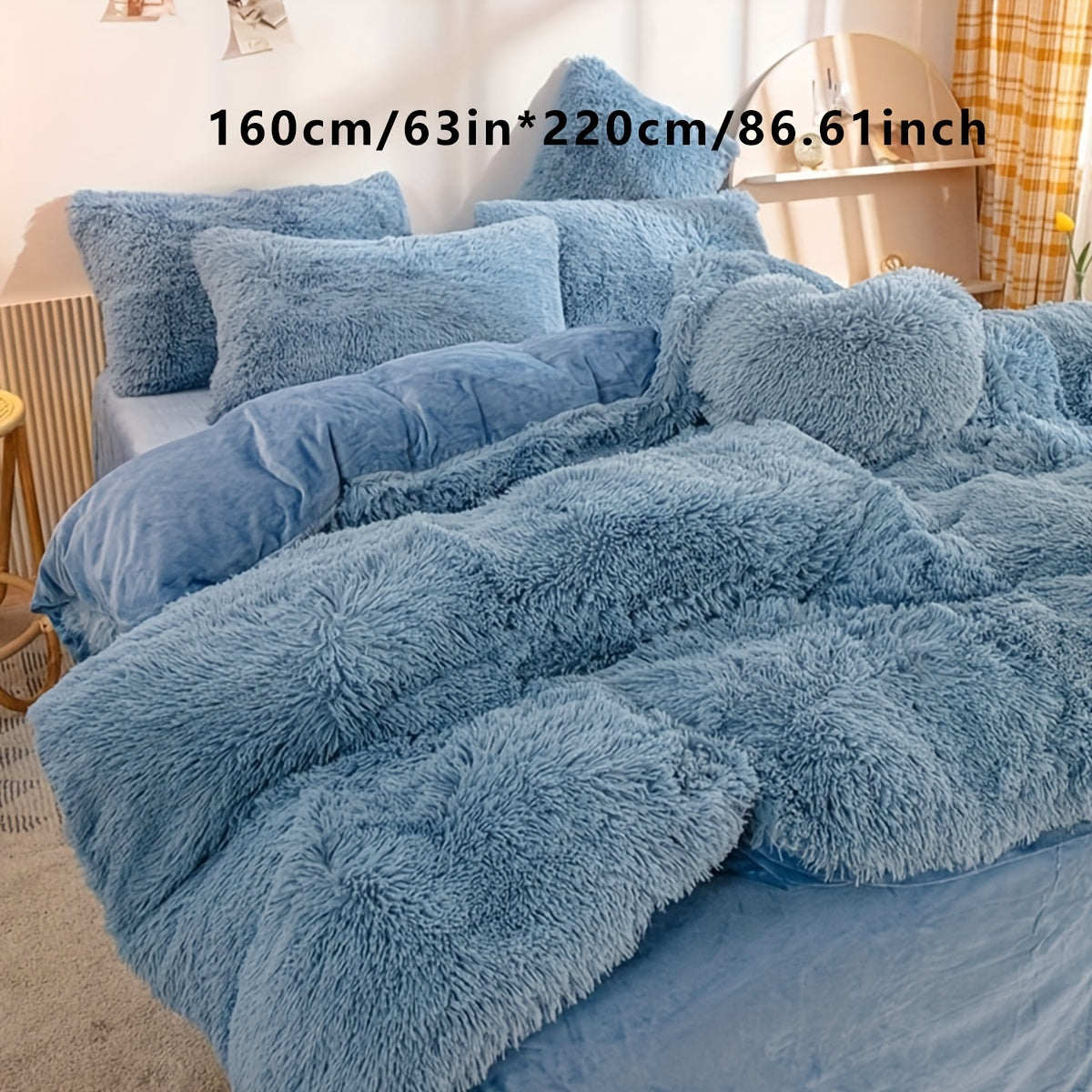 3-delige Fluwelen Dekbedovertrekset (1Dekbedovertrek + 2Kussenslopen, Zonder Inzet) – Effen Kleur, Zachte en Comfortabele Beddenset voor Slaapkamer, Gastenkamer, Herfst en Winter