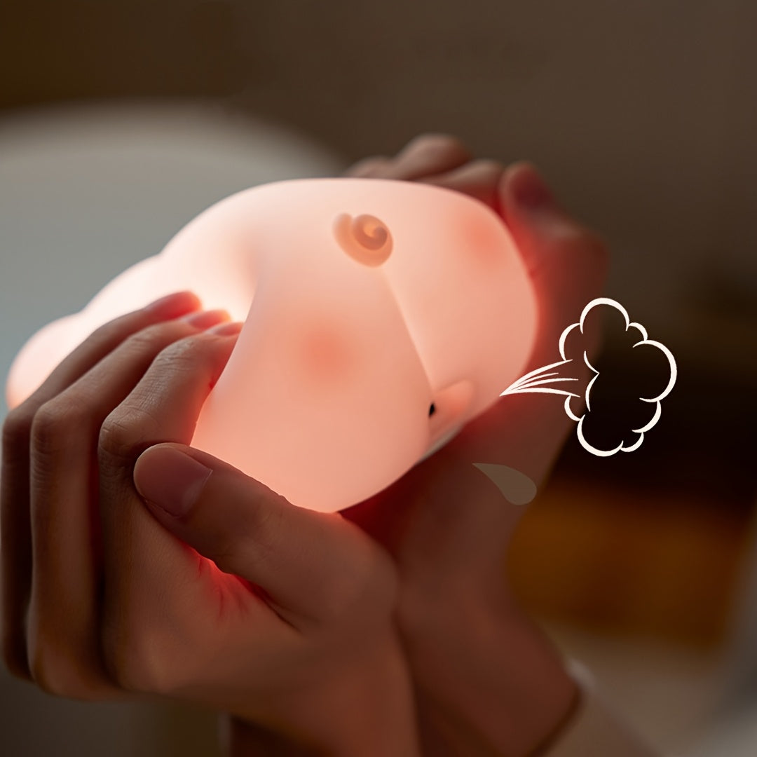 PiggyGlow - Schattig Siliconen Nachtlampje, USB Oplaadbaar, Perfect Cadeau