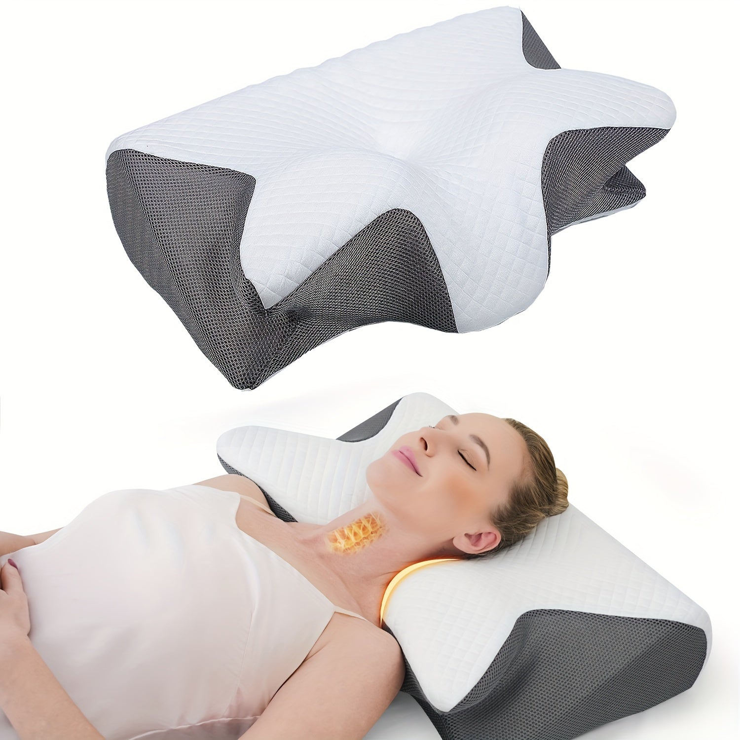 Memory Foam Cervicale Kussen - 2-in-1 Ergonomisch Contourkussen Voor Zij-, Rug- en Buikslapers