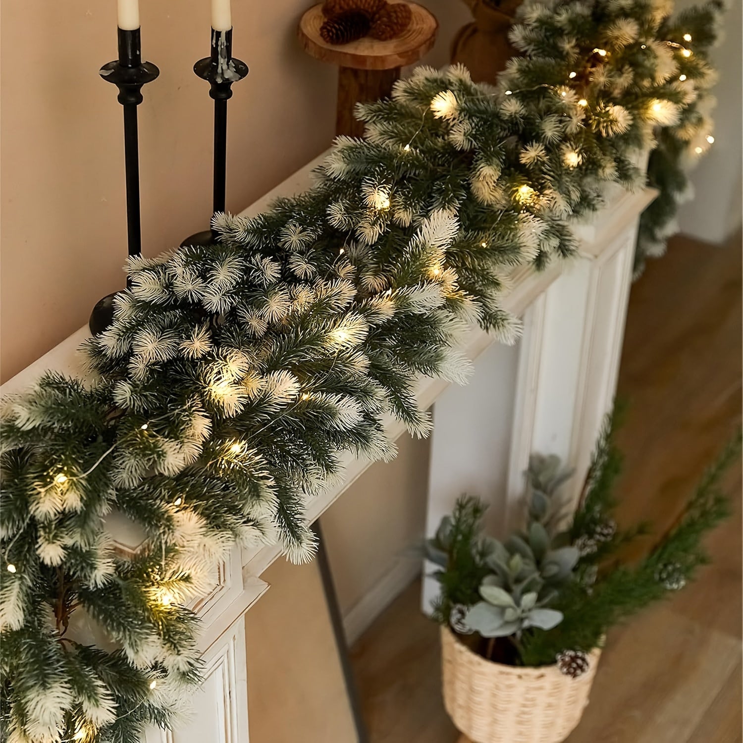 HolidayGarland - 195 cm Kerstspar Guirlande met Witte Accenten, Binnen/Buiten Decoratie