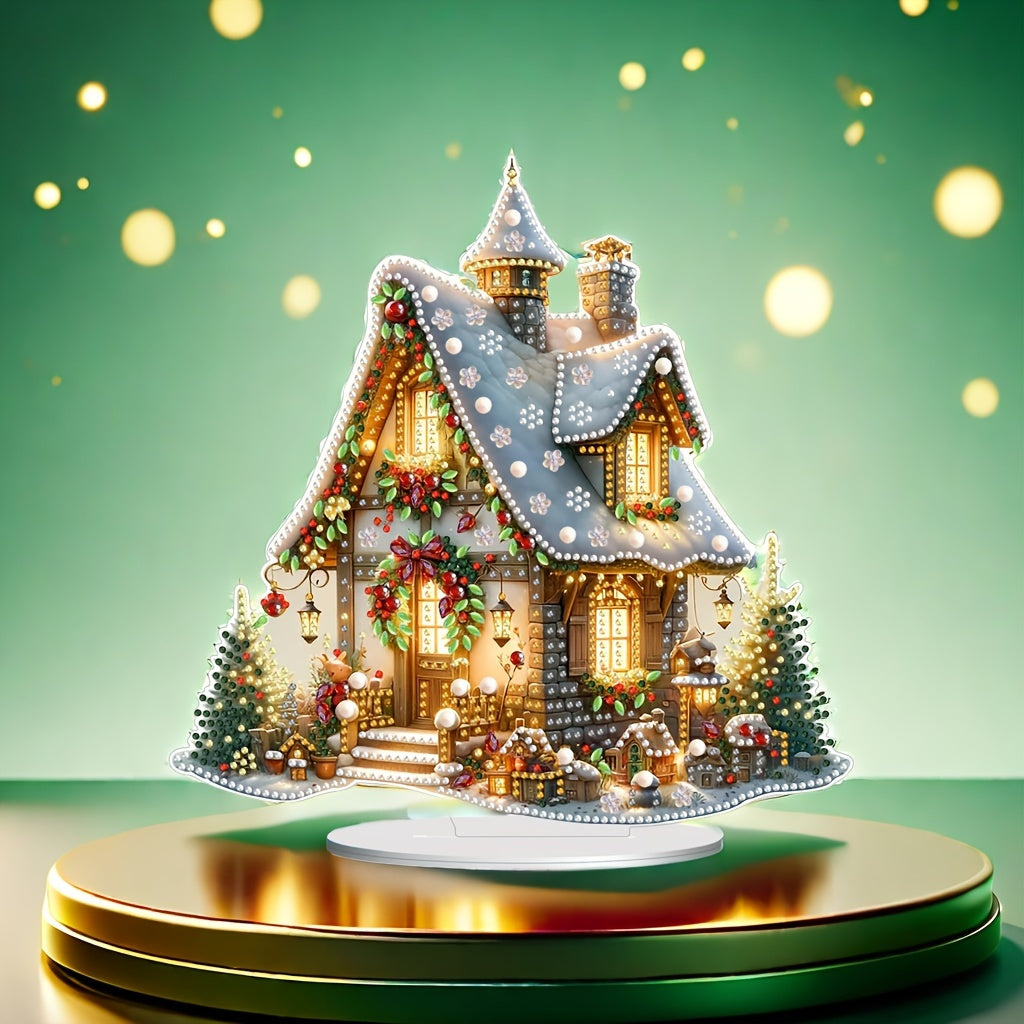 Acrylic DIY 5D Diamond Painting Art Christmas Village House Scene - Desktop Ornament Craft Kit, Feestelijke Mozaïek Kunstwerk, Huis en Slaapkamer Decor Cadeau