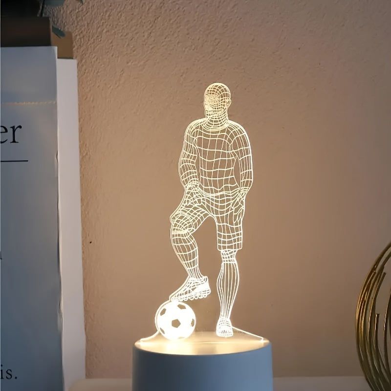 SportVisie - 3D LED Voetballer Nachtlamp, USB Aangedreven