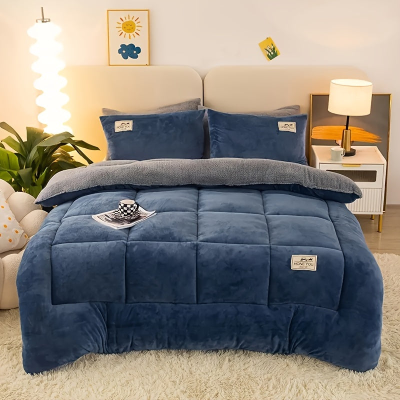 1pc Luxe Fluffy Dekbed, Hedendaagse Stijl, Extra Dik Pluche Herfst-Winter Beddengoed, Antistatisch, Lichtgewicht maar Warm