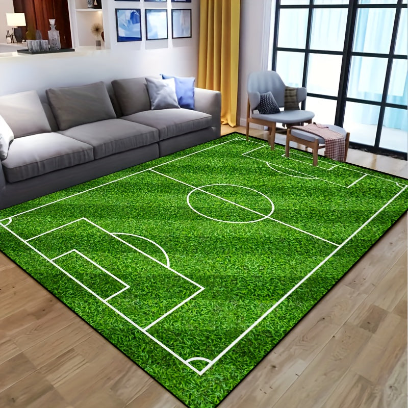 Voetbalveld Patroon Vloerkleed - Antislip Wasbare Lounge Mat Voor Woonkamer, Slaapkamer, Tuin of Gaming Kamer