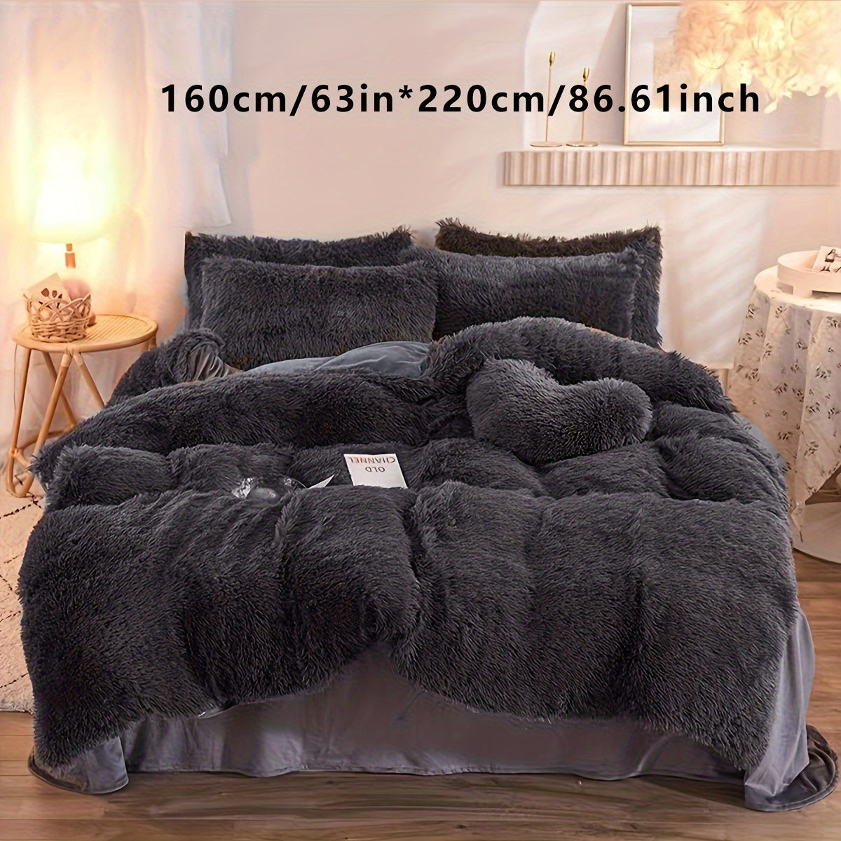 3-delige Fluwelen Dekbedovertrekset (1Dekbedovertrek + 2Kussenslopen, Zonder Inzet) – Effen Kleur, Zachte en Comfortabele Beddenset voor Slaapkamer, Gastenkamer, Herfst en Winter