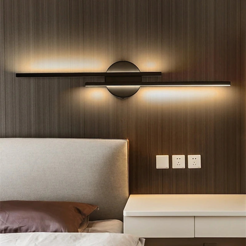 Alana Modern LED Wandlamp - Twin Linear, Zwart/Wit, Metaal, Slaapkamer