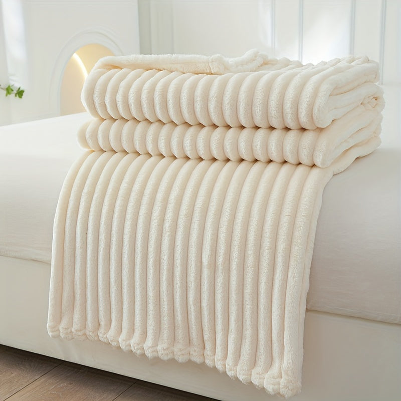 Thickened Striped Plush Deken - Zachte en Huidvriendelijke Sofa Deken, Multi-functionele Nap Deken