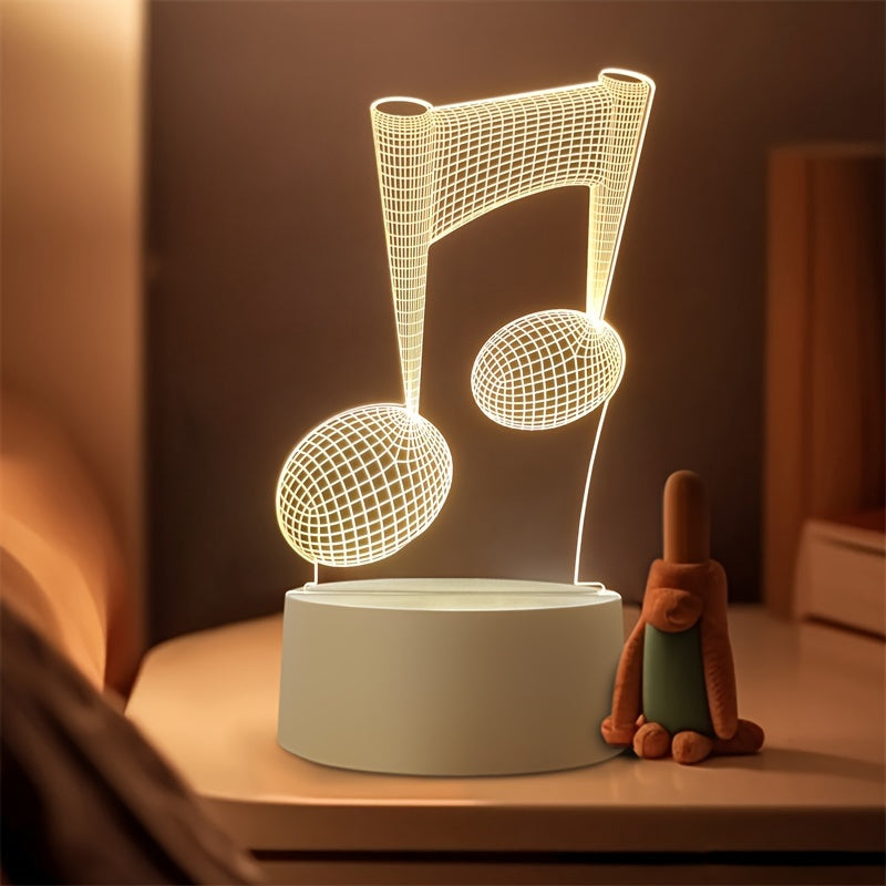 LumiNote - Acryl Muzieknoot Nachtlampje, 3D LED Frame, USB-Aangedreven