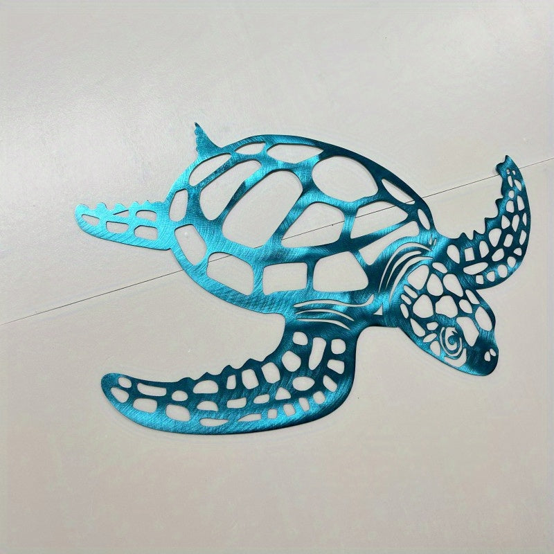 1 stuk Metalen Zeeschildpad Muurkunst - Handgemaakte Kustcharm voor Binnen Woonkamer Decor - Nautisch Strandthema Artistiek Accent