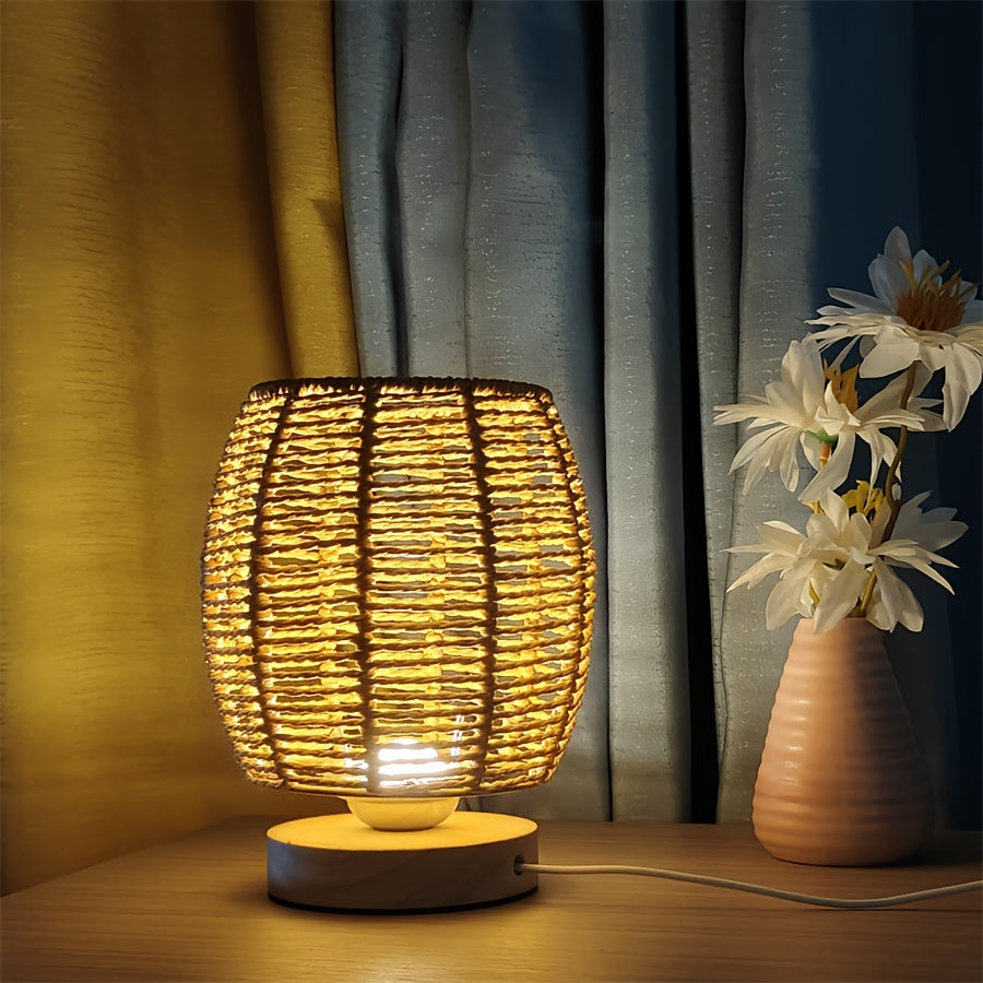 EcoLoom - Handgemaakte Houten Tafellamp met Warme LED Gloed