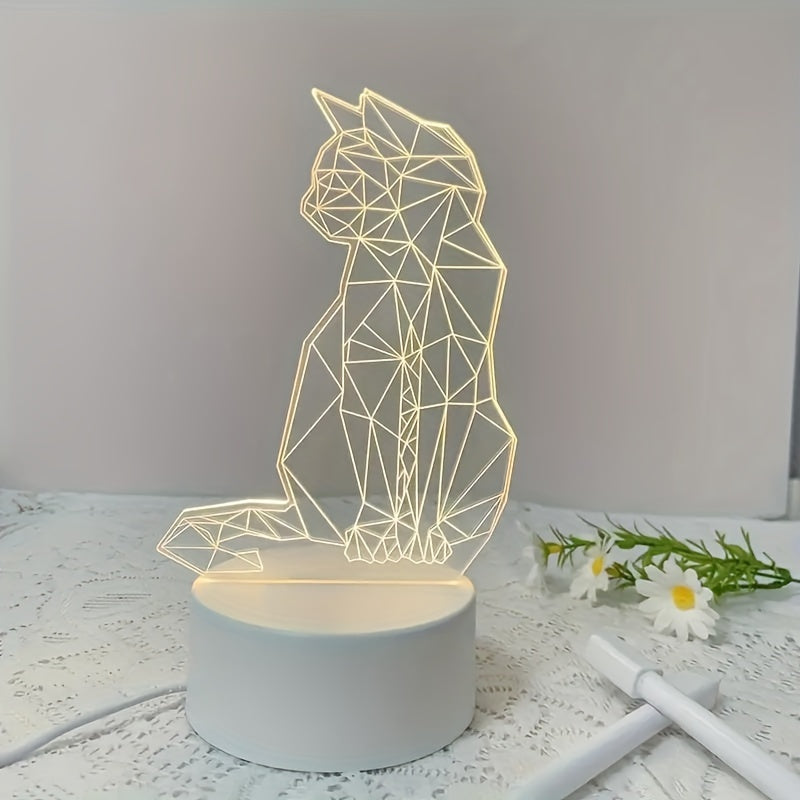 KatLicht - Geometrische 3D Nachtlamp USB Tafellamp