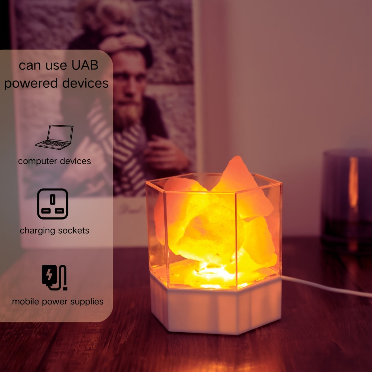 Zoutlamp - Himalaya Nachtlamp met USB-aansluiting