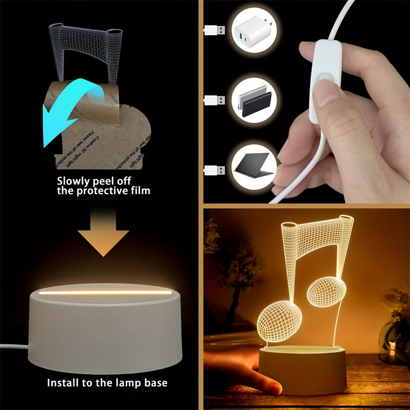 LumiNote - Acryl Muzieknoot Nachtlampje, 3D LED Frame, USB-Aangedreven